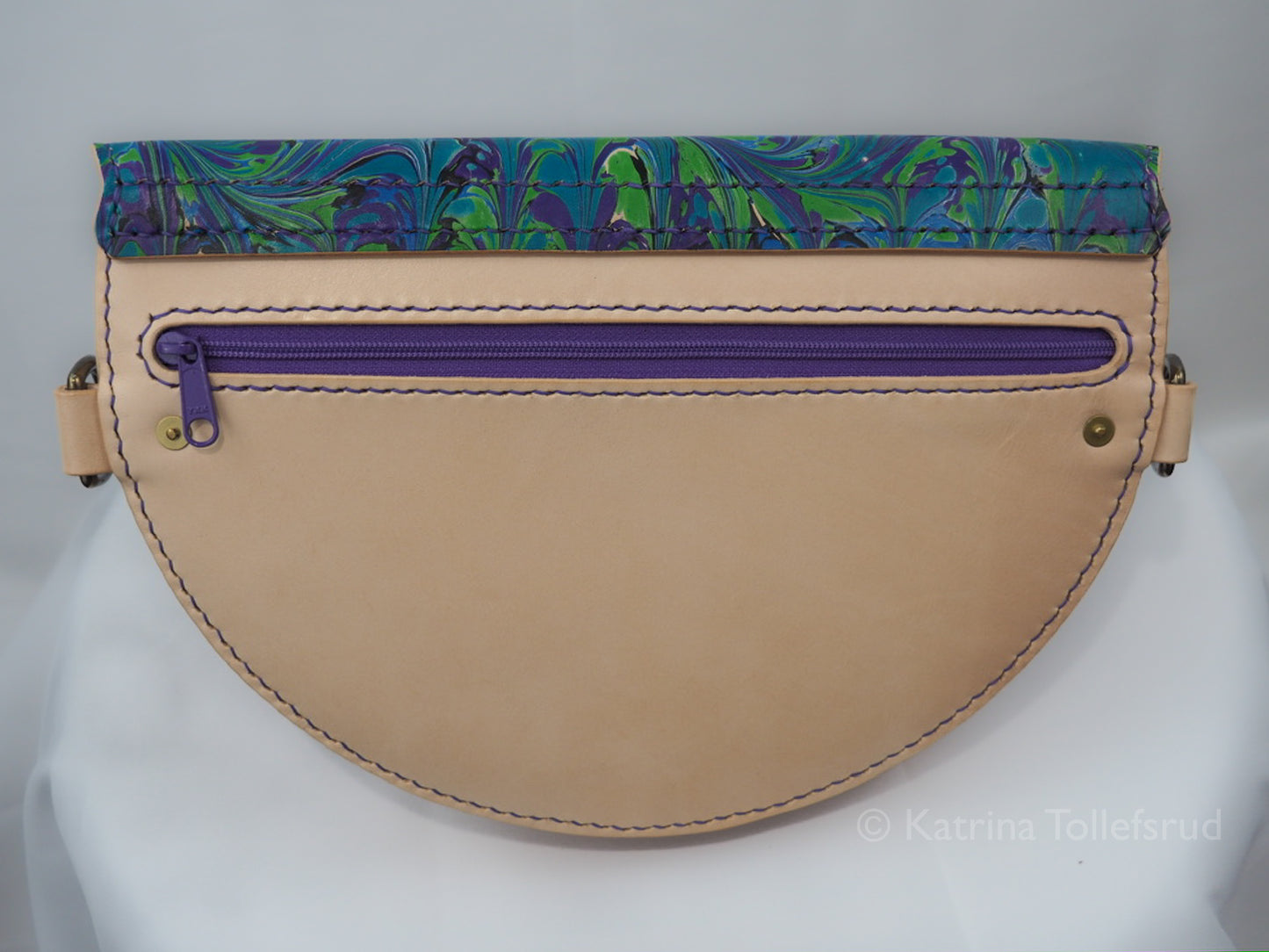 Natural Veg & Marble Half Moon Crossbody