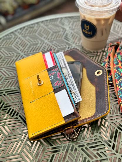 Long Wallet with Crossbody Strap