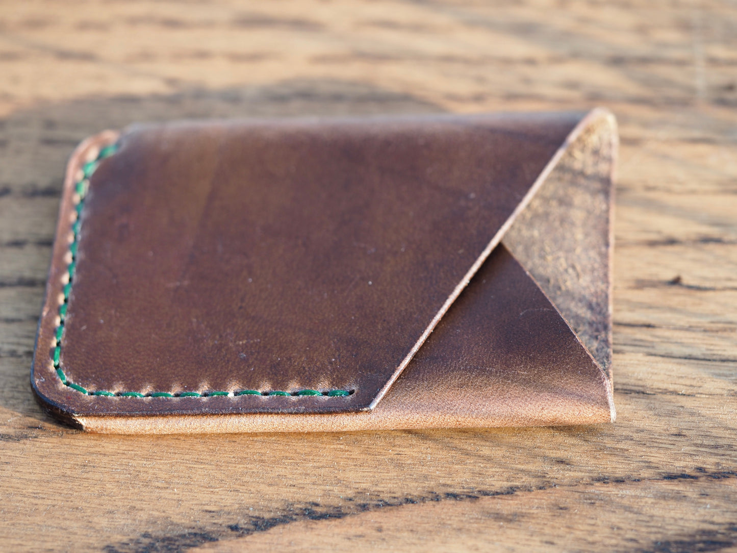 Sandy Brown on Green Minimalist Vertical Wallet