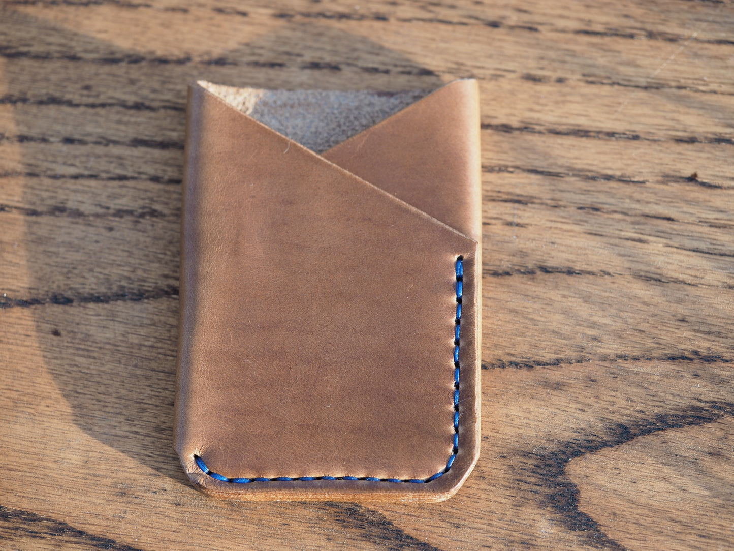 Sandy Brown on Blue Minimalist Vertical Wallet