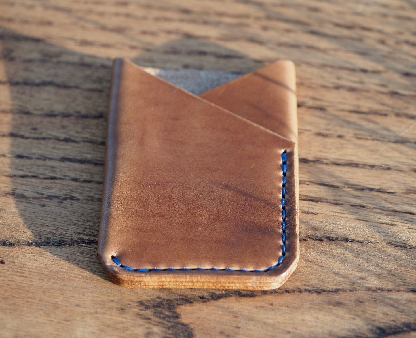 Sandy Brown on Blue Minimalist Vertical Wallet