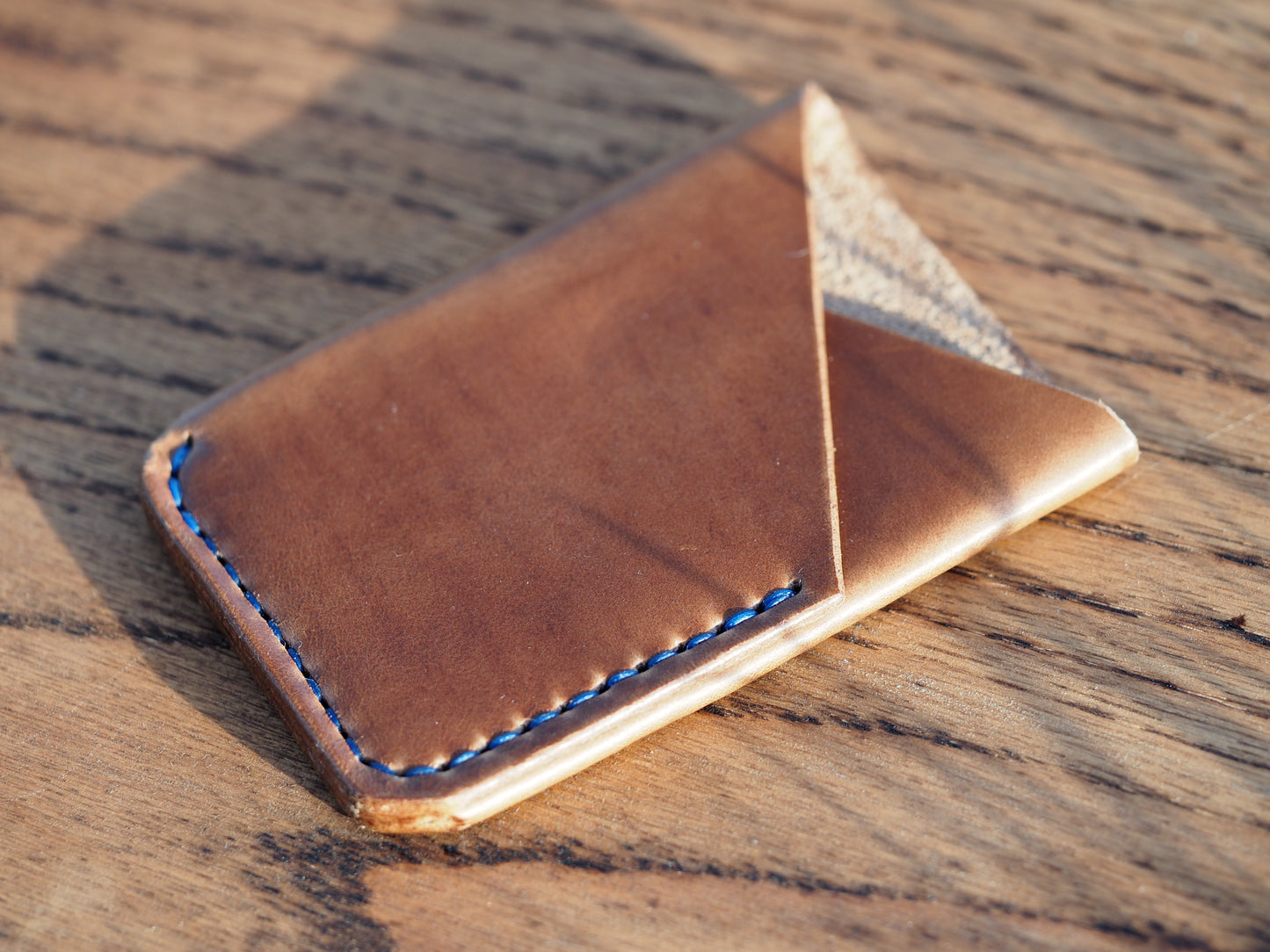 Sandy Brown on Blue Minimalist Vertical Wallet