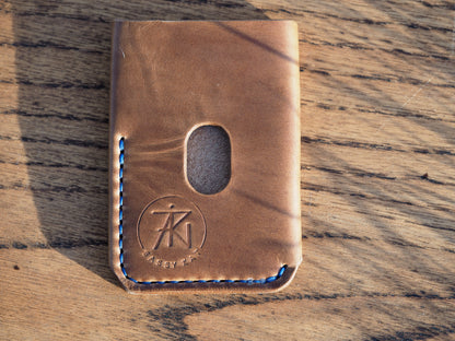 Sandy Brown on Blue Minimalist Vertical Wallet