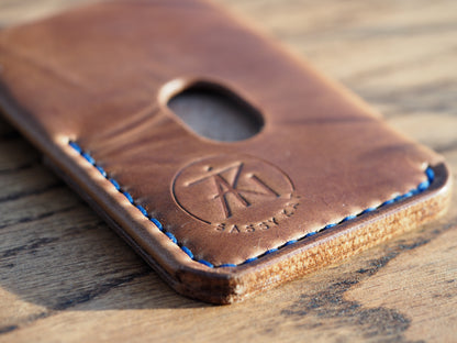 Sandy Brown on Blue Minimalist Vertical Wallet