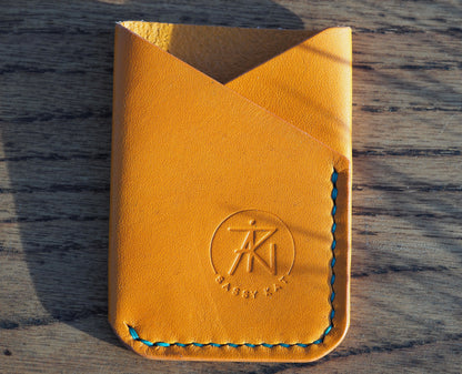 Orange on Mint Green Minimalist Vertical Wallet