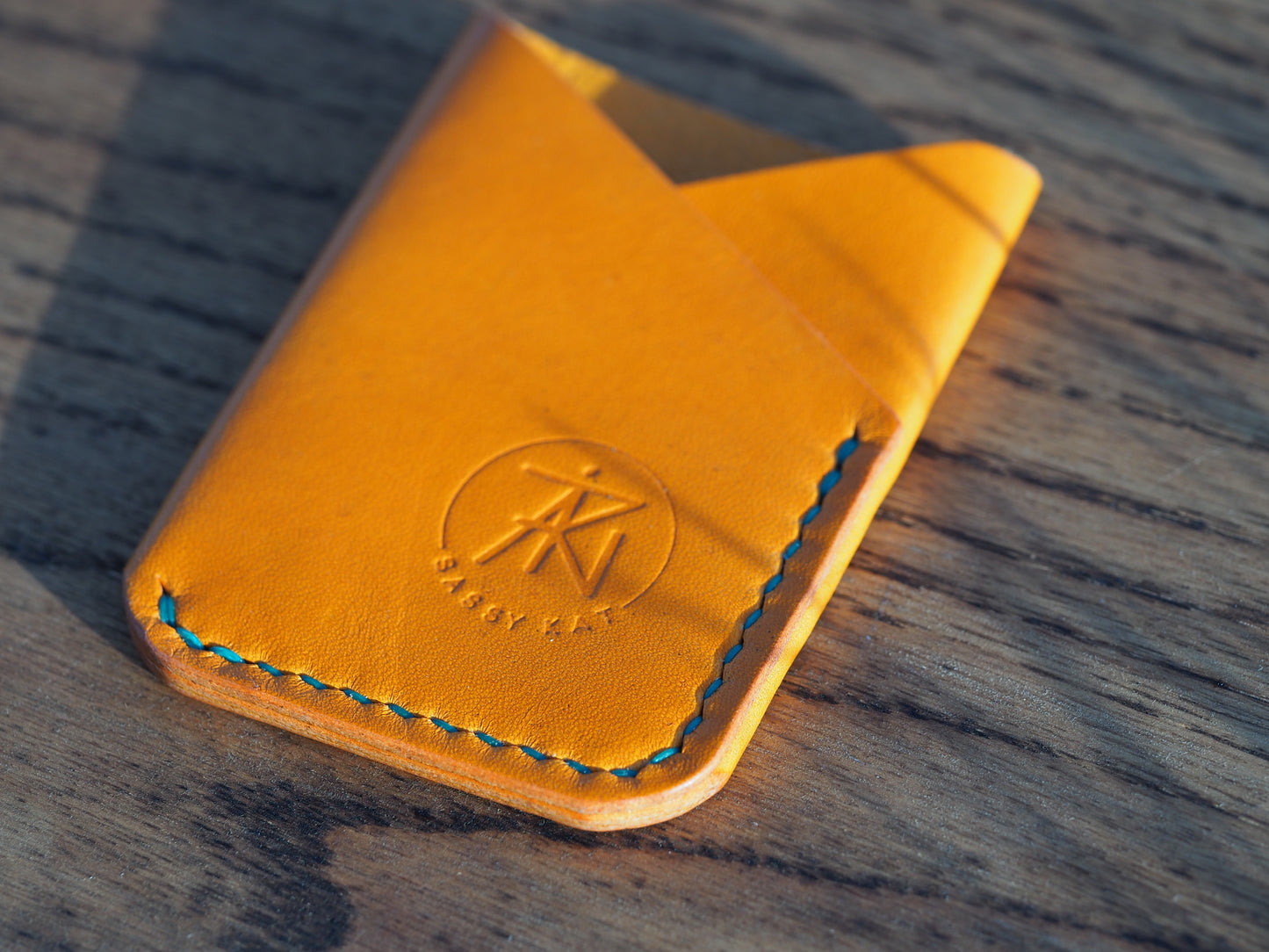 Orange on Mint Green Minimalist Vertical Wallet