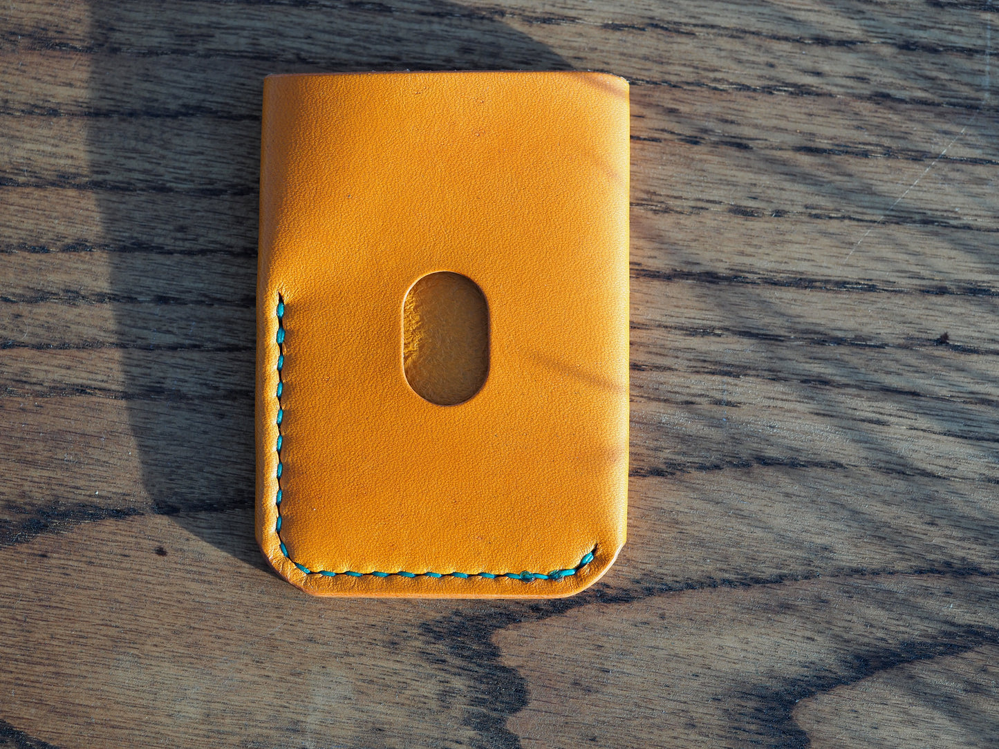 Orange on Mint Green Minimalist Vertical Wallet