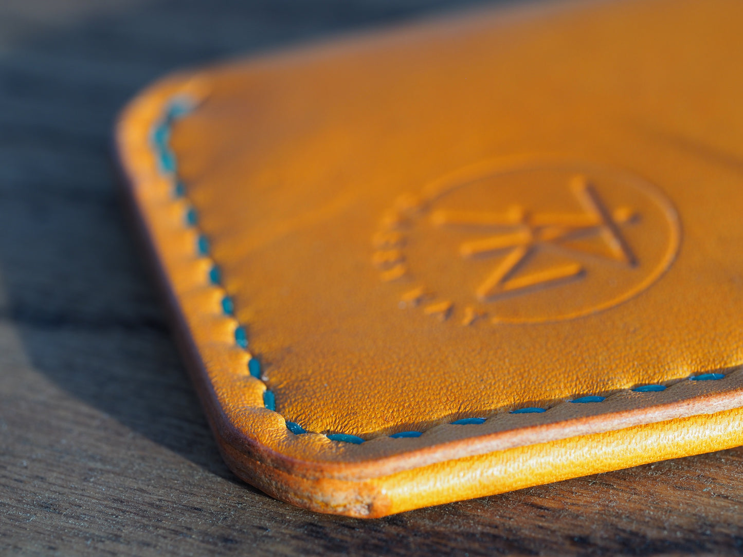 Orange on Mint Green Minimalist Vertical Wallet