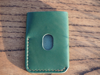 Forest Green on Tan Minimalist Vertical Wallet