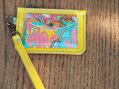 Pebbled Yellow & Pink Marble Small Pocket Clutch