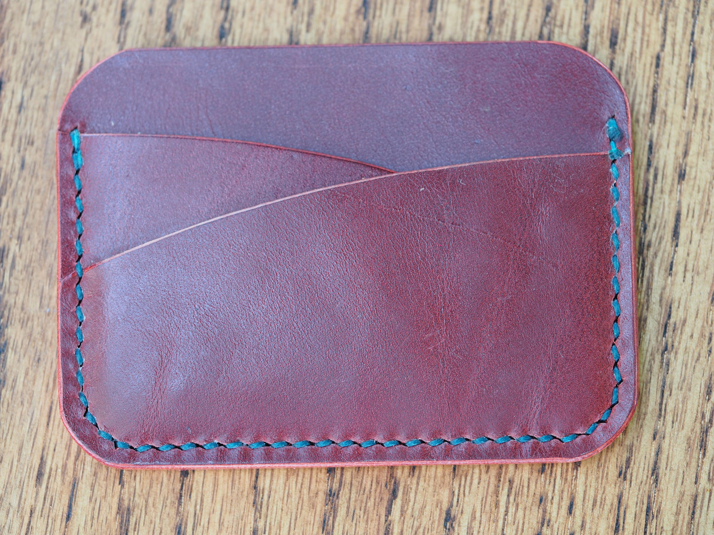 Burgundy on Peacock Green Two Horizons Wallet