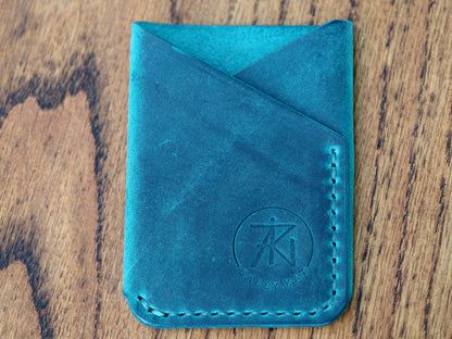 Dark Rustic Teal Minimalist Vertical Wallet