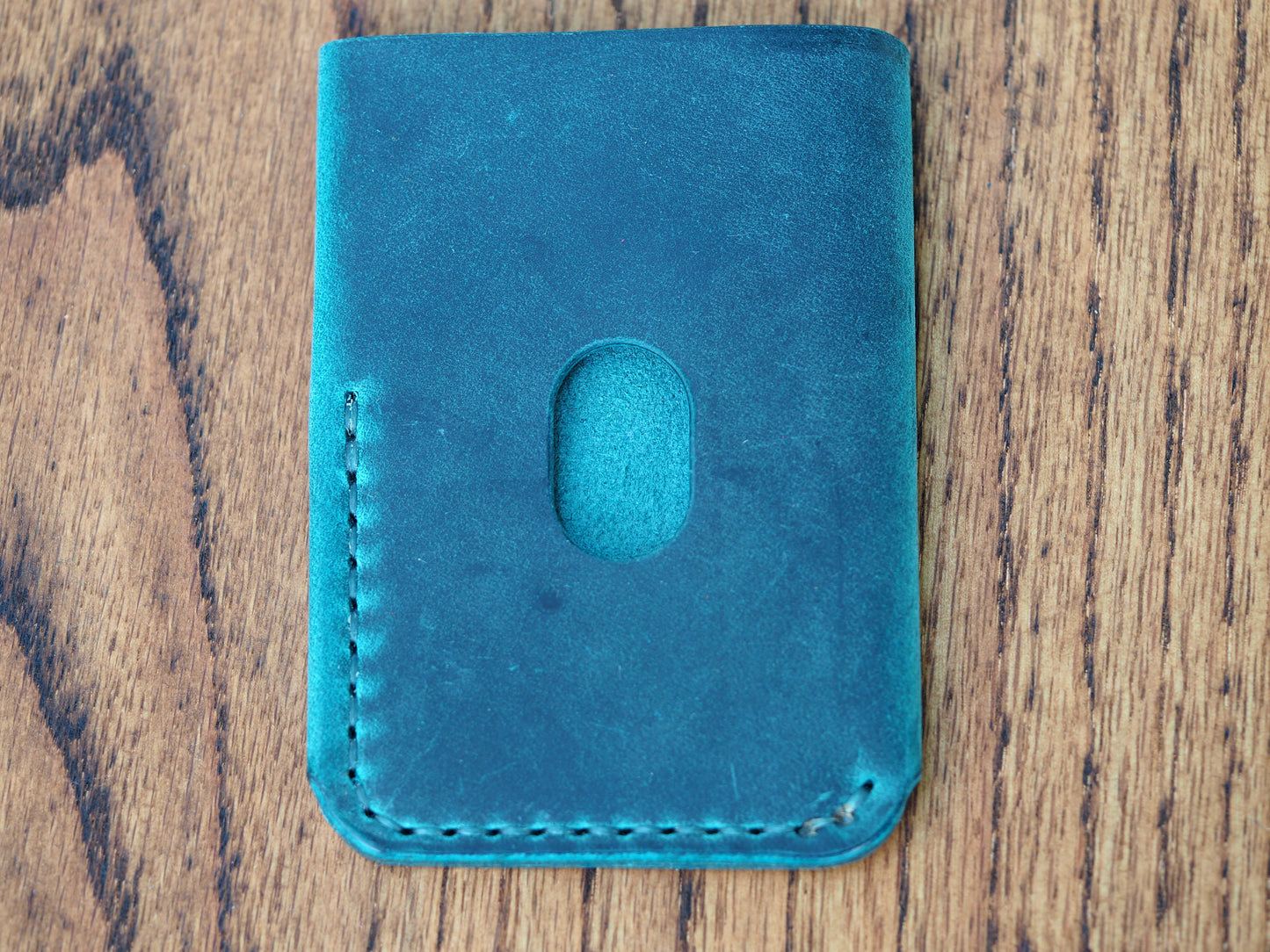 Dark Rustic Teal Minimalist Vertical Wallet