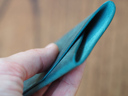 Dark Rustic Teal Minimalist Vertical Wallet