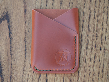 Tan on Olive Green Minimalist Vertical Wallet