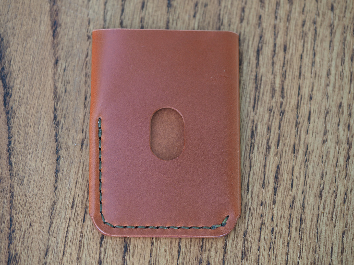 Tan on Olive Green Minimalist Vertical Wallet