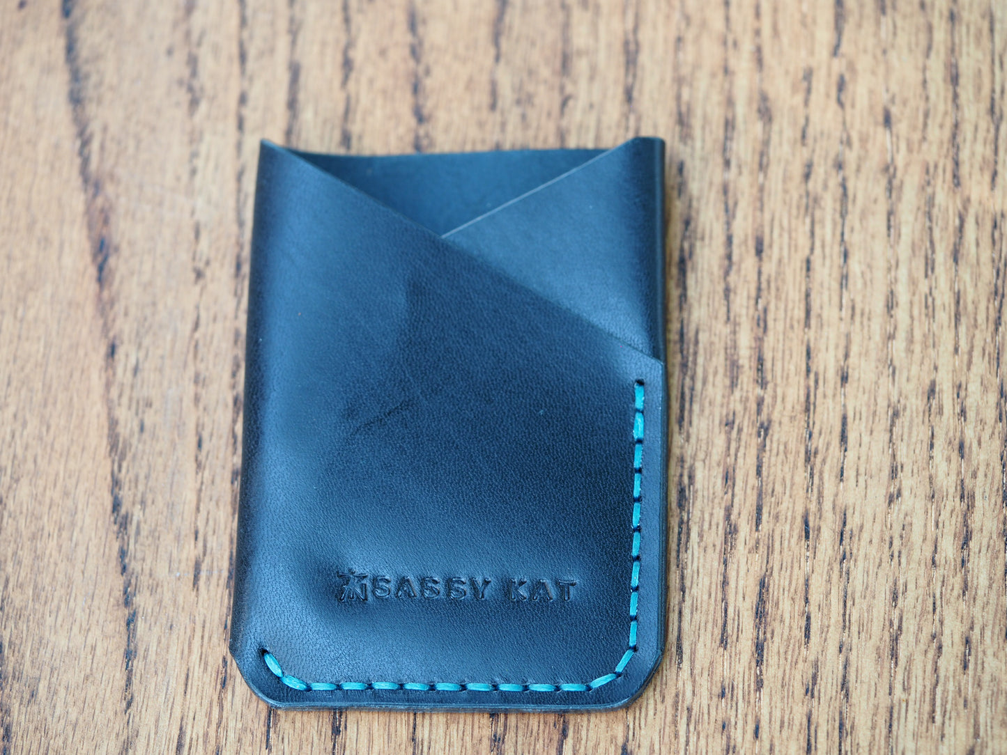 Black on Sky Blue Minimalist Vertical Wallet