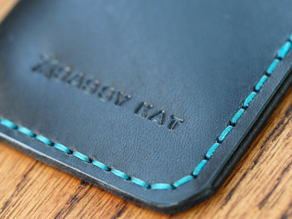 Black on Sky Blue Minimalist Vertical Wallet